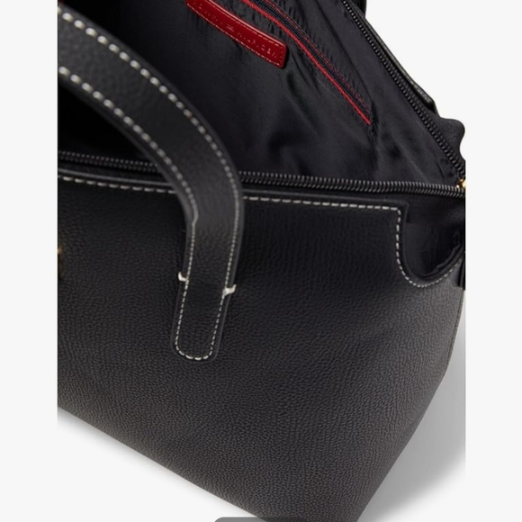 NEW Tommy Hilfiger Women's Gina II Convertible Top Zip Satchel Peb - Bag - Black - Picture 6 of 10